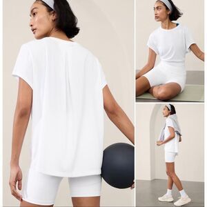 Athleta With Ease Tee Modal Blend Bright White Women’s Size Medium Tall